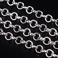 Iron Rolo Chains, Belcher Chain, Soldered, Nickel Free, with Spool, Silver Color Plated, Size: about 3mm in diameter, 1mm thick, about 328.08 Feet(100m)/roll(CH-CH-S068-NF)