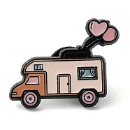 Cartoon Camping Rabbit Enamel Pins, Black Zinc Alloy Badge for Women, Car, 22x28x2mm(JEWB-Q036-01E)