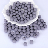 Round Silicone Focal Beads, Chewing Beads For Teethers, DIY Nursing Necklaces Making, Light Grey, 15mm, Hole: 2mm(SI-JX0046A-44)