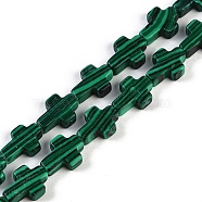 Synthetic Malachite Beads Strands, Cross, 13.5x9.5x4.5mm, Hole: 0.7mm, about 28pcs/strand, 15.55''(39.5cm)(G-I369-A12-01)