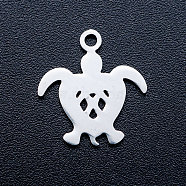 201 Stainless Steel Pendants, Stamping Blank Tag Charms, Turtle, Stainless Steel Color, 15x14x1mm, Hole: 1.5mm(STAS-T046-JA329)