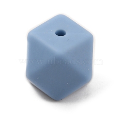 Food Grade Eco-Friendly Silicone Beads, Hexagon, Marine Blue, 17x17x17mm, Hole: 2.5mm(SIL-TAC0001-09A)