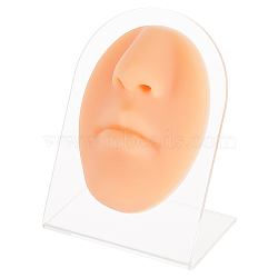 Soft Silicone Nose Flexible Model Body Part Displays with Acrylic Stands, Jewelry Display Teaching Tools for Piercing Suture Acupuncture Practice, Saddle Brown, Stand: 5.2x8x10cm, Silicone Nose: 8.8x6.3x3.1cm, 2pcs/set(ODIS-WH0002-20)