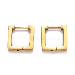 304 Stainless Steel Square Huggie Hoop Earrings, Golden, 12x12x3mm, Pin: 1mm(STAS-J033-09A-G)