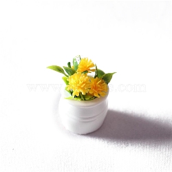 Mini Resin & PVC Flower Potted Plant Model, Micro Landscape Dollhouse Accessories, Pretending Prop Decorations, Yellow, 20x28mm(PW-WG92893-02)