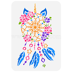 Plastic Drawing Painting Stencils Templates, for Painting on Scrapbook Fabric Tiles Floor Furniture Wood, Rectangle, Woven Net/Web with Feather, 29.7x21cm(DIY-WH0396-0098)