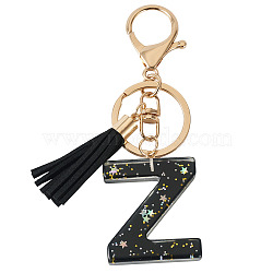 1Pc Resin Letter Keychains, with Alloy Clasps, Golden, with Star Glitter Powder, Golden, Letter Z, 106mm(KEYC-TADJ0001-09Z)