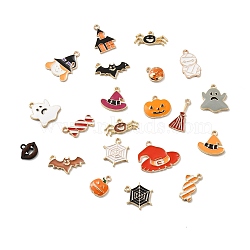 Halloween Alloy Enamel Pendants, Golden, Mixed Shapes, Mixed Color, 10~24x10~26x1~4mm, Hole: 1.2~2mm(ENAM-G200-05G)