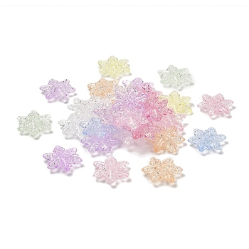 Transparent Acrylic Beads, Snowflake, Mixed Color, 30.5x27x8mm, Hole: 2mm, about 205pcs/strand