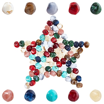 SUNNYCLUE 100Pcs 10 Colors Acrylic Beads, Imitation Gemstone Style, Nuggets, Mixed Color, 15.5x12x12mm, Hole: 1.8mm