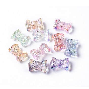 Transparemt Acrylic Beads, Bowknot, Mixed Color, 16x24x11mm, Hole: 2.1mm