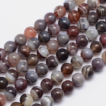 Round Natural Botswana Agate Bead Strands, 8mm, Hole: 1mm, about 48pcs/strand, 15.5 inch