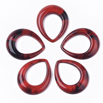 Acrylic Pendants, Imitation Gemstone Style, Teardrop, Red, 53x43.5x8mm, Hole: 26x36mm, about 73pcs/500g