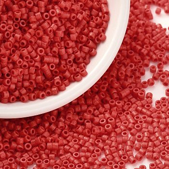 Cylinder Seed Beads, Frosted Colors, Uniform Size, Red, 2x1.3~1.5mm, Hole: 0.8~1mm, about 888pcs/10g