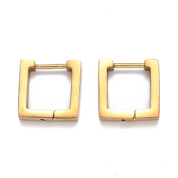 304 Stainless Steel Square Huggie Hoop Earrings, Golden, 12x12x3mm, Pin: 1mm