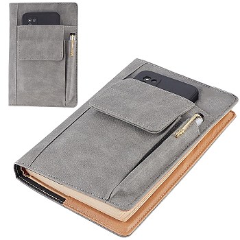 PU Leather Book Cover, Notebook Wraps, Rectangle, Gray, 217x155x19mm