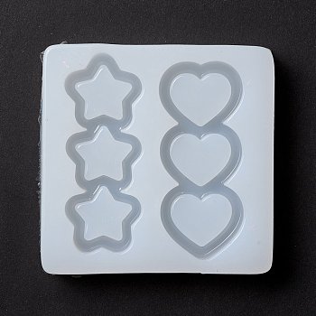 Triple Star & Triple Heart Silicone Molds, Shaker Molds, Quicksand Molds, Resin Casting Molds,for UV Resin & Epoxy Resin Jewelry Craft Making, White, 76x77.5x15mm, Inner Diameter: 27x66mm and 29x67mm