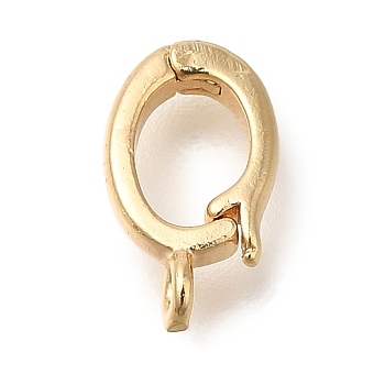 Brass Fold Over Clasps, Oval, Real 18K Gold Plated, 11.5x6.5x3mm, Hole: 1.2mm