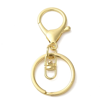 Alloy Keychain Clasp Findings, with Iron Rings, Golden, 68mm