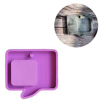 DIY Dialog Box Pendant Silicone Molds, Resin Casting Molds, for Quicksand Craft, Picture Frame Pendant Decoration Making, Dark Orchid, 66x70x12mm, Hole: 5mm
