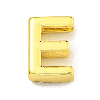 Brass Beads, Real 18K Gold Plated, Letter E, 8x6x3mm, Hole: 1.8x1mm