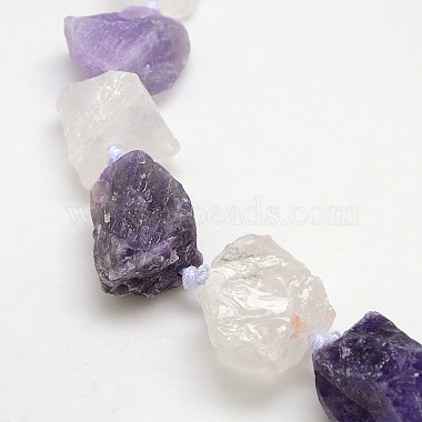 Natural Mixed Raw Rough Gemstone Amethyst and Crystal Beads Strands(G-L159-16)-2