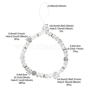 perles de strass en verre et argile polymère rondelle chaînes de dragonne de téléphone(HJEW-YW0001-05D)-4