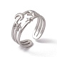304 Stainless Steel Star & Moon Open Cuff Ring for Women(RJEW-C045-13P)-1