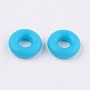 Deep Sky Blue Donut Silicone Beads(SIL-E001-S-05)