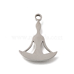 304 Stainless Steel Pendants, Yoga Woman Charms, Stainless Steel Color, 18x14x1mm, Hole: 1.6mm(SA-CBAF171-07P)