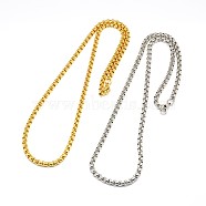304 Stainless Steel Venetian Chain Box Chain Necklace Making, Mixed Color, 24.02 inch(61cm), 3mm(STAS-A028-N031-A)