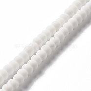 Handmade Frosted Porcelain Beads, Flat Round, White, 4x3mm, Hole: 0.8mm, about 134pcs/strand, 15.55 inch(39.5cm)(PORC-E017-01P)