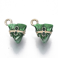 Chinese Style Alloy Charms, with Enamel, Zongzi, Light Gold, Green, 14x12x10mm, Hole: 2mm(X-ENAM-S119-024)