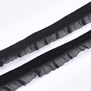 Velvet Organza Ribbon, Black, 5/8 inch(15mm), about 20yards/roll(18.29m/roll)(SRIB-T006-042)