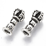 Tibetan Style Alloy Beads, Cadmium Free & Lead Free, Crown with Bell, Antique Silver, 15.5x7.5mm, Hole: 1.6mm(X-TIBE-R317-083AS-LF)