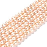 Natural Cultured Freshwater Pearl Beads Strands, Rice, Grade 2A, PeachPuff, 6~7x5~6mm, Hole: 0.5mm, about 54pcs/strand, 14.17 inch(36cm)(PEAR-E016-149)