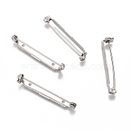 Tarnish Resistant 304 Stainless Steel Brooch Pin Back Bar Findings, Stainless Steel Color, 38x5x6mm, Pin: 0.8mm(STAS-P249-24P)