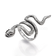 Alloy Finger Rings, Snake, Size 9, Antique Silver, 19mm(RJEW-S038-181)