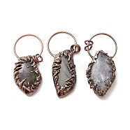 Natural Labradorite Big Pendants, with Red Copper Tone Tin Findings, Lead & Nickel & Cadmium Free, Nuggets, 61x28x8mm(G-M383-10R)