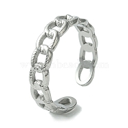 304 Stainless Steel Open Cuff Ring, Hollow Curb Chains Shape, Stainless Steel Color, US Size 8 1/2(18.5mm)(RJEW-L110-031P)