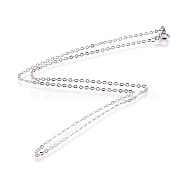 Brass Cable Chain Necklaces, Nickel Free, Platinum, 18 inch, 2x1.5mm(SW028-NF)