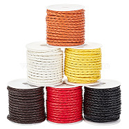 Elite 6 Rolls 6 Colors  4-Ply Round Imitation Leather Braided Cord, for Clothing Decor, Mixed Color, 3.5~4mm, about 10.94 Yards(10m)/roll, 1 roll/color(LC-PH0001-10)