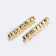 Brass Tube Beads, Tube, Faceted, Golden, 10x1.5mm, Hole: 0.8mm(X-KK-K197-39G)