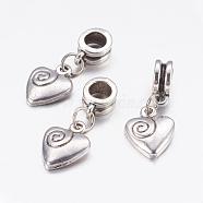 Alloy European Dangle Charms, Heart, Antique Silver, 26mm, Hole: 5mm(X-PALLOY-JF00001-28)
