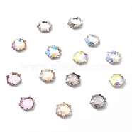K9 Faceted Glass Rhinestone Cabochons, Flat Back, Back Plated, Hexagon, Mixed Color, 8x8x3mm(GLAA-H106-H01-M)