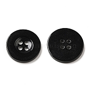 Resin Buttons, Dyed, Flat Round, Black, 20x3mm(RESI-D033-20mm-02)