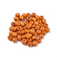 Dyed Natural Wood Beads, Round, Lead Free, Dark Orange, 8x7mm, Hole: 3mm(X-WOOD-Q006-8mm-09-LF)