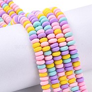 Handmade Polymer Clay Beads Strands, for DIY Jewelry Crafts Supplies, Flat Round, Lilac, 6~7x3mm, Hole: 1.5mm, about 113~116pcs/strand, 15.55 inch~16.14 inch(39.5~41cm)(X-CLAY-N008-008M)