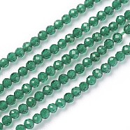 Transparent Glass Beads Strands, Faceted, Round, Green, 2mm, Hole: 0.5mm, about 164~182pcs/strand, 14.8~15.7 inch(37.5~40cm)(GLAA-F094-A17)