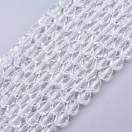 Glass Beads Strands, Faceted, Drop, Clear, 7.5~8x6mm, Hole: 1.5mm, about 66~68pcs/strand, 15.7 inch(GC890Y-3)